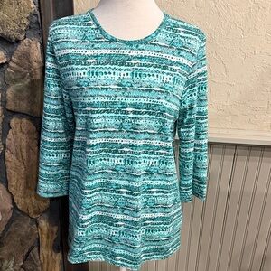Blair Teal Patterned Long Sleeve Top